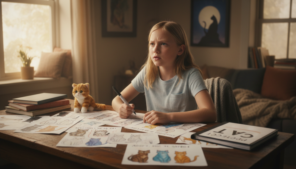 découvrez l'histoire émouvante d'une fillette de 12 ans qui prépare un exposé touchant pour convaincre sa mère d'adopter un chat. une rencontre pleine de tendresse à ne pas manquer.